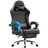 Dowinx sedia da gaming ergonomica con poggiapiedi, poltrona gaming reclinabile 150°, braccioli regolabili, sedia ufficio imbottita, portata 180 kg, Nero