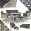 Juskys set di mobili da giardino Turin da 6 pezzi - Per 7 persone - Mobili da esterno con poltrone, sgabelli, tavolino e cuscini - Grigio