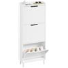 SoBuy Scarpiera slim con 3 ante 50x19x129cm per ingresso | Armadio portascarpe alto e stretto in MDF E1, profondità 19cm, antiribaltamento, per 6-8 paia, bianco FSR151-H-W