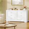 Hzuaneri Cassettiera con Presa Multipla, Mobile con Cassetti, 6 Cassetti | Stile Moderno, per Camera da Letto, Soggiorno, Guardaroba e Ufficio, 40 x 140 x 75 cm, Bianco DC35003XEU
