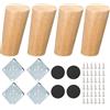 NAKUPENDA Gambe per Mobili in Legno 4Pcs Gambe di Divano Tavoli Cono Obliquo in Legno per Divano TV Armadio Letto Tavolo da Pranzo (Colore Legno,10cm Altezza)