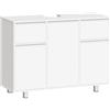 BEWISHOME Mobile Sottolavabo per Bagno Bianco, Mobile Sotto Lavandino Bagno | 90 x 30 x 62,5cm mobili sottolavabo bagno con 2 Cassetto, 3 Ante, Sottolavabo Bagno Ampia Capacità di Contenimento