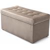 Velora Home&Living VELORA H&L Panca Contenitore 45 x 90 cm Tortora - Pouf in Velluto con Seduta Imbottita, Struttura Solida, Portata fino a 300 kg, Panca per Ingresso Camera da Letto e Soggiorno