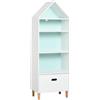 HOMCOM Libreria per Cameretta Bimbi e Ragazzi 50x30x142cm Bianca e Azzurra | Scaffale Portagiochi, 1 Cassetto, 4 Ripiani