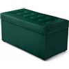 Velora Home&Living VELORA H&L Panca Contenitore 45 x 90 cm Verde - Pouf in Velluto con Seduta Imbottita, Struttura Solida, Portata fino a 300 kg, Panca per Ingresso Camera da Letto e Soggiorno