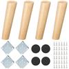 NAKUPENDA Gambe per Mobili in Legno 4Pcs Gambe di Divano Tavoli Cono Obliquo in Legno per Divano TV Armadio Letto Tavolo da Pranzo (Colore Legno,20cm Altezza)