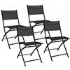 Baroni Home Set 4 Sedie da Esterno Pieghevoli, Seduta da Giardino Richiudibili con Tessuto Impermeabile e Traspirante, Sedie Salvaspazio per Balcone, Terrazzo e Campeggio, 45x45x80 cm (Nero)