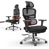 Newtral NT002 Sedia Ufficio Ergonomica Lombare con Poggiapiedi, Sedia Scrivania Poltrona con Bracciolo Poggiatesta Regolabile, Ergonomic Office Chair Oscillazione 96-136° (NT002 con Poggiapiedi, Nero)