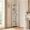 PREMTURE Vetrina angolare bianca con ante in vetro, mobile 173 cm | Vetrina angolare elegante con ante in vetro | 5 ripiani | Design salvaspazio per soggiorno e arredo