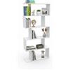 Baroni Home Libreria di Design Moderna, Scaffale Verticale a Zig Zag, Scaffale Porta Libri per Soggiorno Camera Ufficio, Montaggio Facile, 24x70x159 cm, 5 Ripiani Bianco