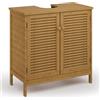 Xbro Mobile sottolavabo con 2 ante lamellari, ripiano regolabile, mobili da bagno per bagno, 60 x 30 x 60 cm,Colore legno di bambù