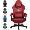 GTPLAYER Sedia Gaming Poltrona Gaming Tessuto Sedia Gamer Ergonomico Ufficio Sedia PC 150 kg Sedia da tavolo regolabile e girevole con Cuscino Seduta a Molle e Poggiapiedi, Rosso