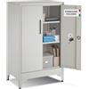 tectake® Armadietto in Metallo Portadocumenti in Acciaio, 60 x 40 x 100 cm, 3 Ripiani Regolabili, Chiusura Magnetica e Chiave, Scaffale Metallo Garage, Mobile Ufficio, Piedini Regolabili - Grigio