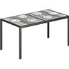Outsunny Tavolo da Giardino Rettangolare 150x80 cm Grigio Gambe in Acciaio | Piano Effetto Legno in Plastica, per 6 Persone, Tavola da Pranzo da Esterno, Tavolo da Esterno, per Patio, Terrazzo