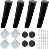 NAKUPENDA Gambe per Mobili in Legno 4Pcs Gambe di Divano Tavoli Cono Obliquo in Legno per Divano TV Armadio Letto Tavolo da Pranzo (Nero,20cm Altezza)