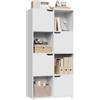 WOLTU Libreria Autoportante, Libreria Bianca a 8 Cubi Portaoggetti | Porta Libri con 4 Ante, Scaffale Portaoggetti per Soggiorno, Ufficio, Studio, in Legno