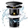 Aissom Piletta Bidet Click Clack con Troppopieno,Piletta per Scarico Lavabo,Piletta Bidet Universale G1 1/4",per tutti i tipi di lavabi(Nero)