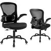 Youhauchair Sedia Ufficio con Braccioli Ribaltabili, Nero | Braccioli pieghevoli, Altezza regolabile, rotazione di 360 gradi , Capacità di carico massima: 150 kg