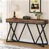 Tribesigns Tavolo consolle da 140cm, Tavolo da ingresso in legno con base in metallo, tavolino da caffè, tavolo da accento industriale per corridoio, soggiorno, ingresso (Marrone)