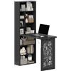 HOMCOM Scrivania con Libreria e Lavagna Nera 98x51x153 cm Nero | Scrivania Salvaspazio, Piano Pieghevole in Legno Pino, Ripiano Regolabile, 9 Ripiani Aperti, Tavolo da Lavoro, Studio Ufficio