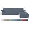 Ystyle Fodera per Divano Angolare A 2 Posti, Copridivano Natalizio Angolo con Braccioli, Rivestimento Protezione Impermeabile Antiscivolo AntiGraffio, Copertura Gatto Cani (210 CM, Grigio Blu)