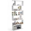 Baroni Home Libreria di Design Moderna, Scaffale Verticale a Zig Zag, Scaffale Porta Libri per Soggiorno Camera Ufficio, Montaggio Facile, 24x70x191 cm, 6 Ripiani - Bianco