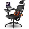 Newtral NT001 Sedia Ufficio Ergonomica Lombare, Sedia Scrivania Poltrona Ergonomica con Braccioli Regolabile, Ergonomic Office Chair Oscillazione a 96-136° (NT001 con Tavola staccabile, Nero)