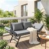 LIFERUN Divano Esterno Giardino in Polyrattan con Funzione Reclinabile, Divanetto da Esterno 2 Posti,Mobili da Giardino in Rattan,Divano in Polyrattan con Braccioli Regolabili,per Giardino,Terrazza (Grigio)