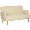 HOMCOM Divano 2 Posti Moderno Scandinavo 140x74x79 cm Bianco Crema | in Tessuto, Divanetto 2 Posti, Imbottitura di 21 cm, Gambe in Legno, per Soggiorno, Salotto, Casa, Ufficio