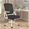 naspaluro Sedia da Ufficio Ergonomica Poltrona con Supporto Lombare Bianco | Con Braccioli Pieghevoli, Altezza Regolabile, Seduta e Schienale in Rete Respirante, Girevole con Ruote, Funzione Oscillante