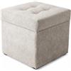 Velora Home&Living VELORA H&L Pouf Contenitore 45 x 45 cm Beige chiaro - Pouf Imbottito in Tessuto con Vano Portaoggetti, Portata fino a 150 kg, per Soggiorno, Camera da Letto e Ingresso