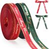 G2PLUS 2 Rotoli Nastri Natalizi,10mmx9m Nastro Merry Christmas Rosso Verde | Nastro Stampa a Caldo Merry Christmas in Poliestere,con Bordi Dorati Per Decorazioni Regalo,Natale,Matrimonio e Battesimo