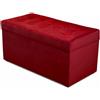 Velora Home&Living VELORA H&L Panca Contenitore 45 x 90 cm Rosso - Pouf in Velluto con Seduta Imbottita, Struttura Solida, Portata fino a 300 kg, Panca per Ingresso Camera da Letto e Soggiorno