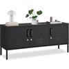 tectake® Madia Soggiorno Moderna, 120x37,5x55,5 cm, Consolle Ingresso, in Acciaio Industriale, 3 Ante e Ripiani regolabili, Mobile Ingresso con Chiave, Armadietto, Mobile Soggiorno e Cucina - Nero