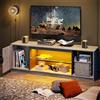 Bestier Mobile TV basso per TV da 65 pollici e piccoli televisori, 145 x 35 x 52 cm, con luci LED RGB & ripiani in vetro regolabili per soggiorno, camera da letto