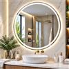 Clevich Specchio Bagno con Luce LED Rotondo 80 cm, Specchio da Parete con Funzione Memoria e Antiappannamento, Vetro Temperato, 3 Colori Regolabili e Dimmerabile