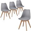 JZGORC Set di 4 sedie da cucina in stile nordico, Gambe in plastica color kaki, sedili imbottiti in similpelle, Adatte per Sala da Pranzo, Soggiorno, Cucina, Camera da Letto-Grigio