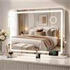 Clevich Specchio da trucco con illuminazione, con USB &Type-C, interruttore touch con dimmerabile 3 modalità, 10X, per camera da letto, bagno, corridoio, soggiorno, bagno degli (Bianco, 80 * 60cm)