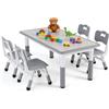 MAMIZO Tavolo Bambini Con 4 Sedie Regolabile in Altezza, Set per l'Asilo e la Cameretta, in Plastica, per Bambina dai 2 Anni, Grigio