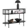 SoBuy Consolle Ingresso con 3 Ripiani, Tavolo Legno Nero Moderno per Ingresso, Corridoio o Soggiorno, Ampio Spazio per Famiglie, L110 x P39 x H76 cm, FSB90-SCH