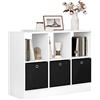 WOLTU Libreria Scaffale con 6 Cubi, Mobile Salvaspazio Porta Libri da Terra | con 3 Ceste in TNT, per Camera da letto, Soggiorno, Studio, Ufficio, in Legno, Bianco, 80x30x60 cm