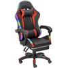 Baroni Home Sedia Gaming Ergonomica con Cuscino Lombare, Luci Led Regolabili e Poggiapiedi Estraibile, Sedia Ufficio con Schienale Inclinabile e Altezza Regolabile, Rosso, 68x66x125-133 cm