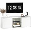 HOMCOM Mobile Porta TV fino a 55" 120 cm Soft Close Bianco Effetto Legno | Mobiletto TV Sospeso o a Terra, Foro Passacavi, Ripiano in Vetro, per Soggiorno e Salotto