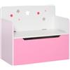 HOMCOM Panca Contenitore Portagiochi 2 in 1 per Bambini da 3-6 Anni Rosa | Cassapanca Contenitore da Interno, con Schienale in Legno, 60x30x50 cm