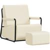 SoBuy Poltrona relax con poggiapiedi, schiuma 30D 67x74x78cm, comfort casa | Poltrona con sgabello, tessuto flanella morbido e struttura resistente per soggiorno e camera, beige, FST99-MI
