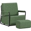 SoBuy Poltrona relax con poggiapiedi, schiuma 30D 67x74x78cm, comfort casa | Poltrona con sgabello, tessuto flanella morbido e struttura resistente per soggiorno e camera, verde, FST99-SY-1