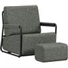 SoBuy Poltrona relax con poggiapiedi, schiuma 30D 67x74x78cm, comfort casa | Poltrona con sgabello, tessuto flanella morbido e struttura resistente per soggiorno e camera, grigio, FST99-DG