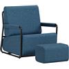 SoBuy Poltrona relax con poggiapiedi, schiuma 30D 67x74x78cm, comfort casa | Poltrona con sgabello, tessuto flanella morbido e struttura resistente per soggiorno e camera, blu, FST99-B