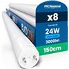 Eurocali 8 Tubi LED 24W 150cm T8 G13 SMD con Starter 3000 Lumen Garanzia 3 Anni - Luce Fredda 6500K - Alta Luminosità 125 lm/W - Sostituzione Neon per Negozio Garage Soffitto Materiale Nano Plastic