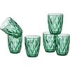 Baroni Home Set 6 pz Bicchieri Diamante in Vetro Colorati e Decorati con Rombo in Rilievo 28 CL, Bicchieri Eleganti Lavabili in Lavastoviglie, 8x8x10 cm Verde